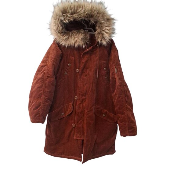 American Eagle Outfitters nwot new corduroy parka coat womens M rust brown - Picture 1 of 5